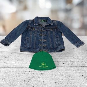 John Deere Youth Denim Blue Jean Jacket-Cap M 5-6